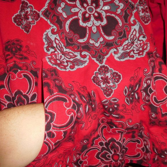 3X STYLE & CO. RED HOODED FAUX LAYER TUNIC TOP GRAHIC DESIGN - Picture 4 of 10